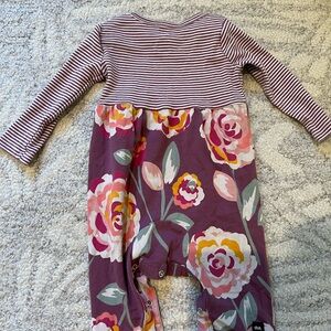 Tea Collection Purple Floral Stripe Baby One-Piece